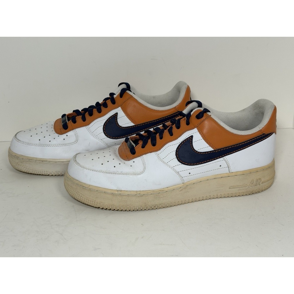 Nike Air Force 1s Mens US Size 11 Low White Orange Blue AF1 82 317295-841 Shoes